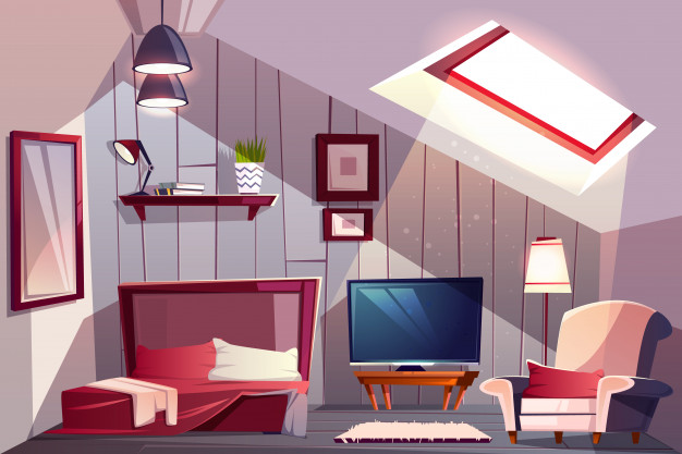 室内客厅家具插画