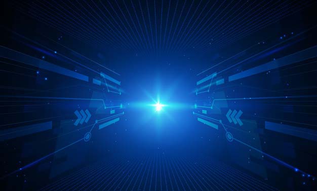 数字光隧道与深蓝色背景