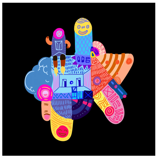 抽象五颜六色的民族装饰品。