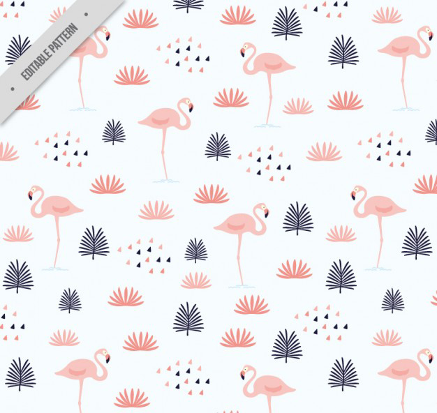 叶子和火烈鸟图案花纹