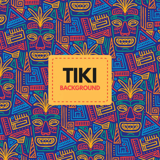 热带图案背景部落面具花纹