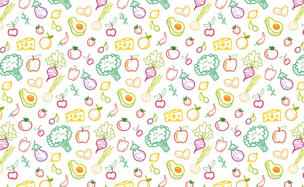 手绘蔬菜和水果图案花纹