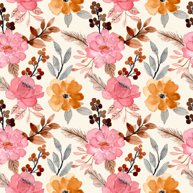 水彩花卉花朵无缝平铺花纹