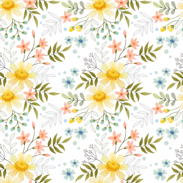 多彩的手绘无缝平铺花纹