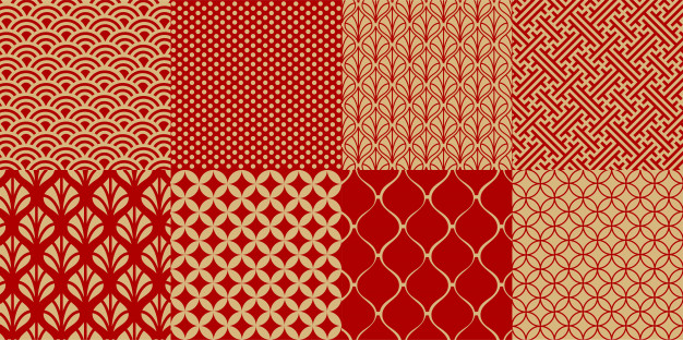 一组中国无缝平铺花纹