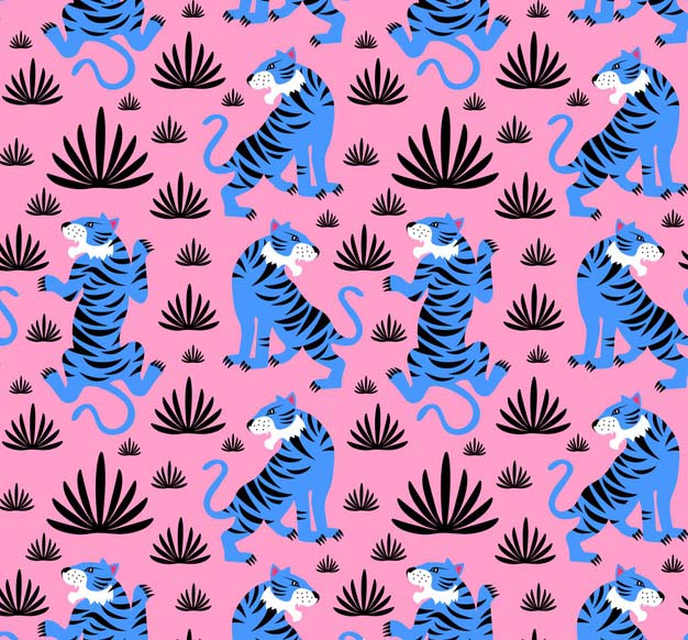 手绘野生老虎图案