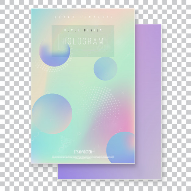 前卫现代渐变镭射封面单页模板,90年代,80年代的复古风格,
