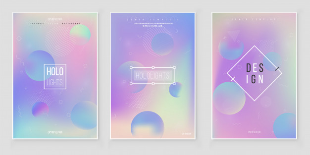 前卫现代渐变镭射封面单页模板,90年代,80年代的复古风格,