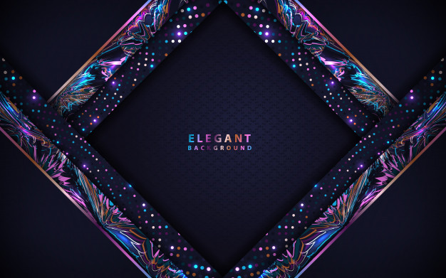 优雅的深蓝色背景，五颜六色的闪光装饰