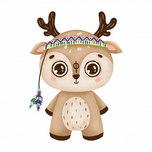 可爱的波西米亚风小鹿，原始的风格，羽毛装饰大眼睛玩偶