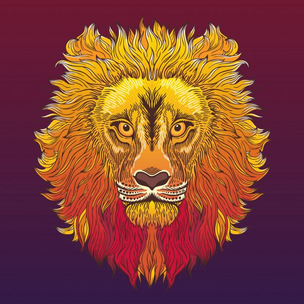 狮子头民族，部落风格的插图，