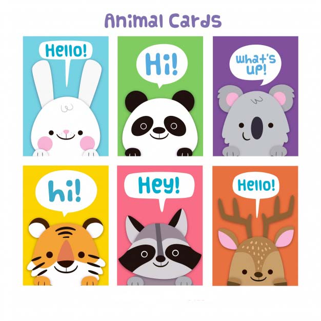 彩色卡片可爱的动物