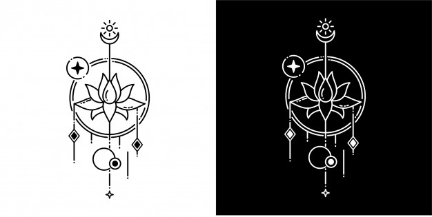 几何纹身花纹图案莲花