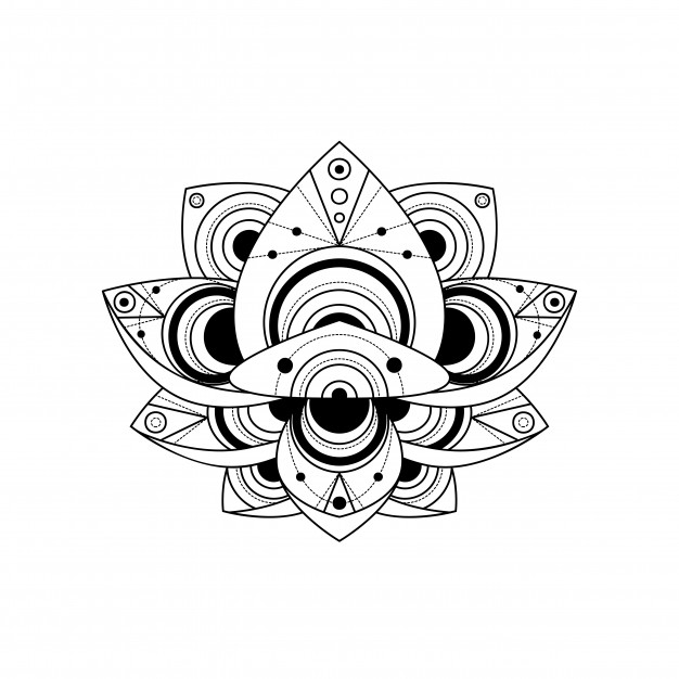 莲花与几何装饰线条