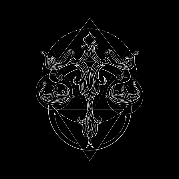 黄道十二宫天秤座几何风格十二星座