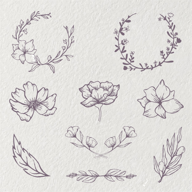 涂鸦素描婚礼边框装饰花环