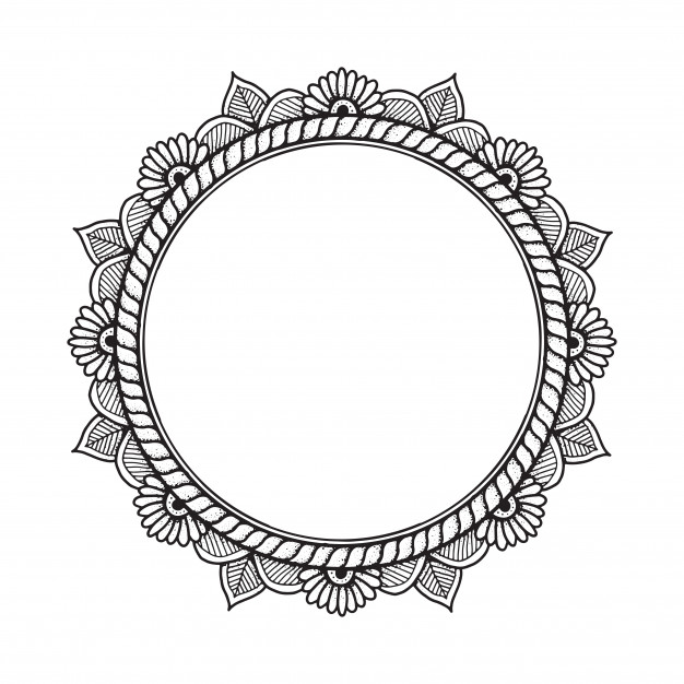 手绘线稿曼荼罗边框
