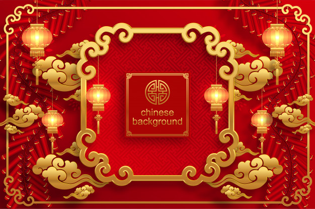 中国风华丽婚礼庆典花朵花纹背景海报元素