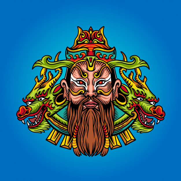 国潮，中国风脸谱插画