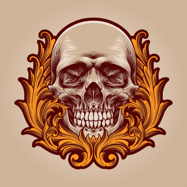 骷髅头装饰插画