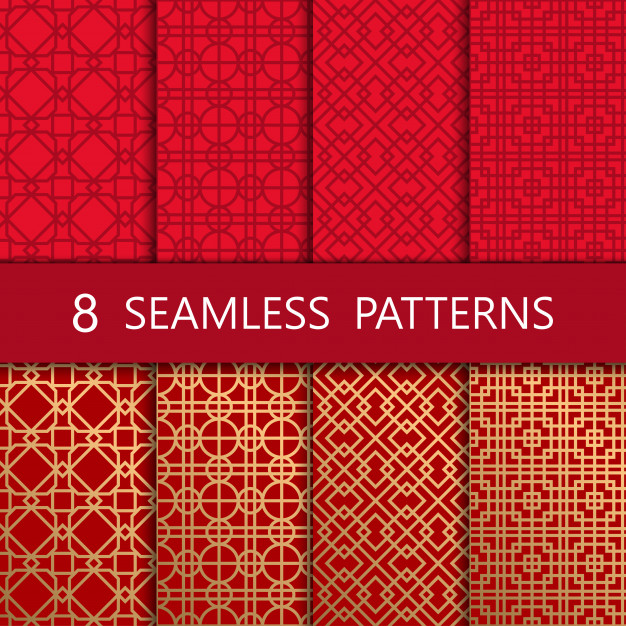 中国风无缝模式传统中式花纹图案一套