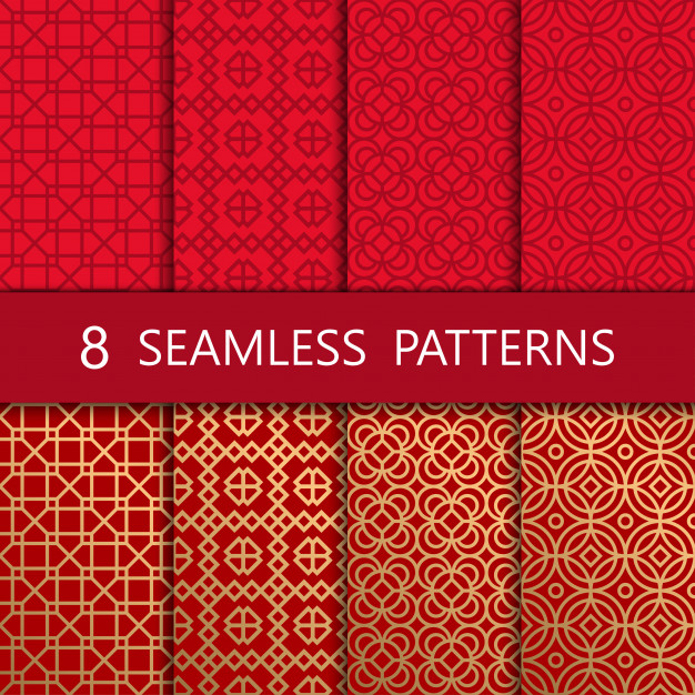 中国风无缝模式传统中式花纹图案一套