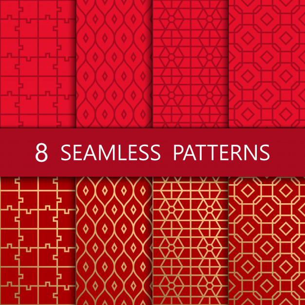 中国风无缝模式传统中式花纹图案一套