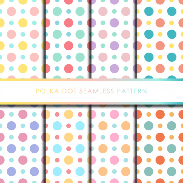 彩色圆点无缝模式花纹图案一套