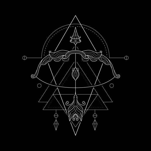 黄道十二宫射手座几何风格十二星座