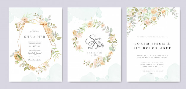 美丽的婚礼邀请函模板边框