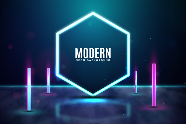 几何概念科幻赛博朋克风格霓虹灯背景