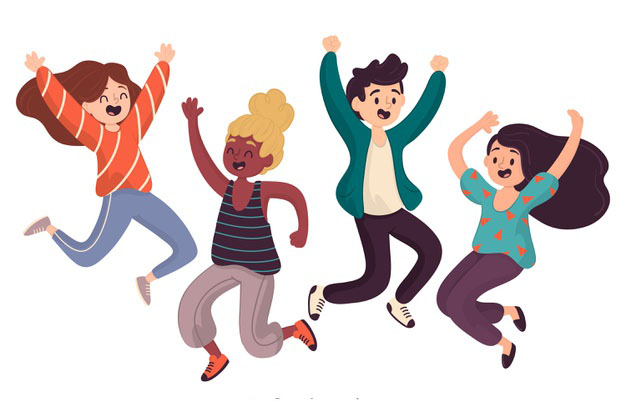 年轻人听音乐插画