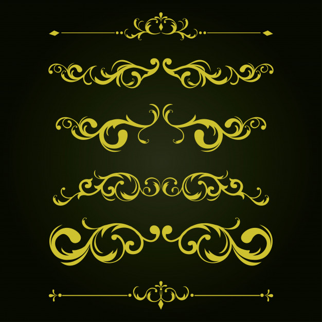 一组复古花纹分割线装饰元素