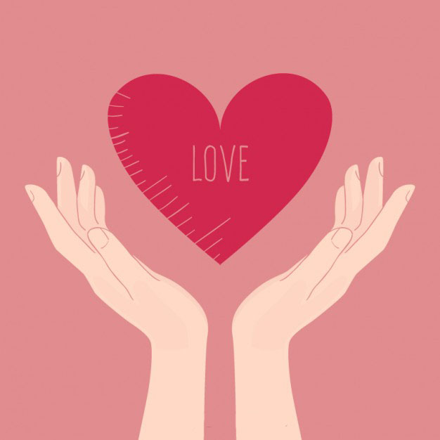 手捧爱心插画