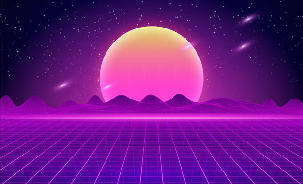 彩色渐变复古蒸汽波风格抽象插画背景