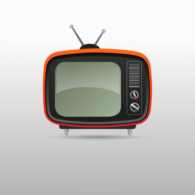 复古老式黑白电视插画