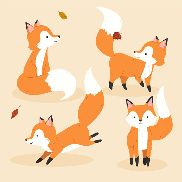合图网 矢量素材 动物插画 可爱的小狐狸合集