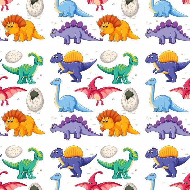 无缝卡通恐龙花纹背景