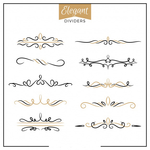 手绘枝叶花卉花朵装饰线条分割线