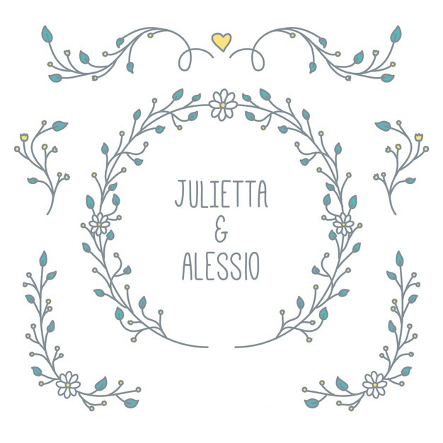 花卉花朵枝叶婚礼元素分割线标题框合集