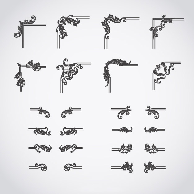 复古花卉花朵文字边框装饰花纹元素