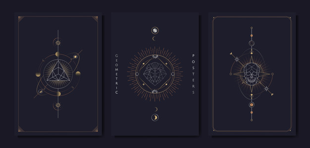 抽象塔罗牌几何占星花纹符号