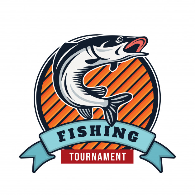 夏季钓鱼大马哈鱼标志徽章logo