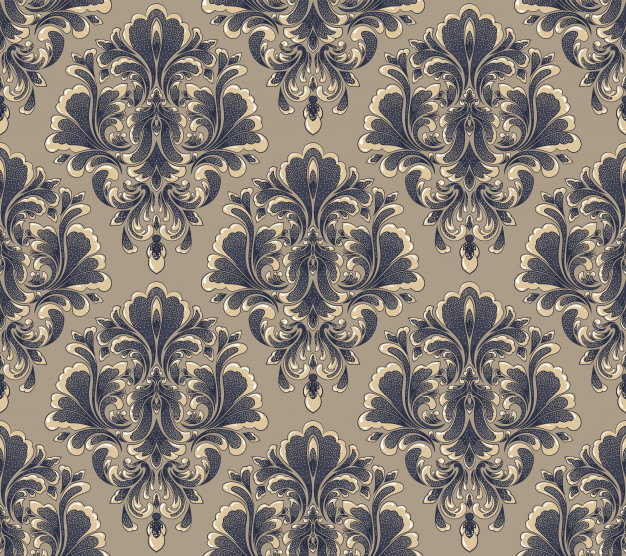 巴洛克风格复古绸缎布纹无缝平铺花纹底纹