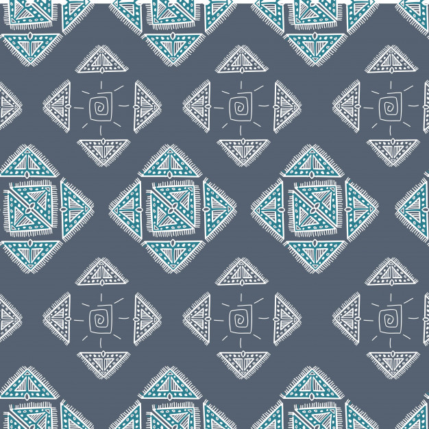 手绘抽象部落民族风格古代涂鸦艺术无缝平铺花纹底纹