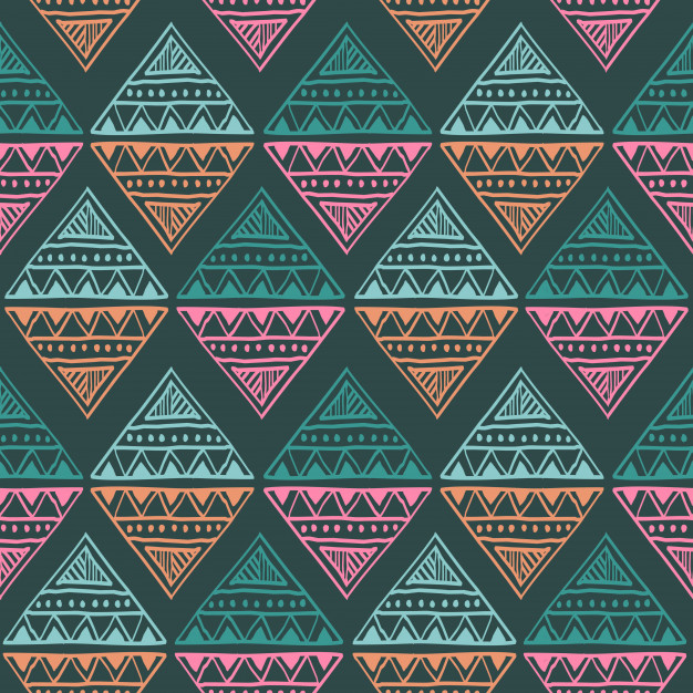 手绘抽象部落民族风格古代涂鸦艺术无缝平铺花纹底纹