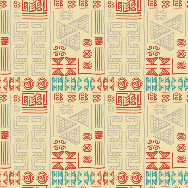 手绘抽象部落民族风格古代涂鸦艺术无缝平铺花纹底纹