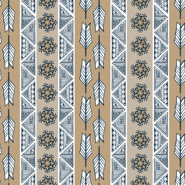 手绘部落民族风无缝模式图案装饰花纹底纹