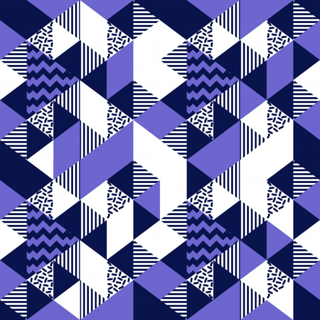 抽象三角形几何多边形孟菲斯风格无缝平铺花纹图案矢量图素材