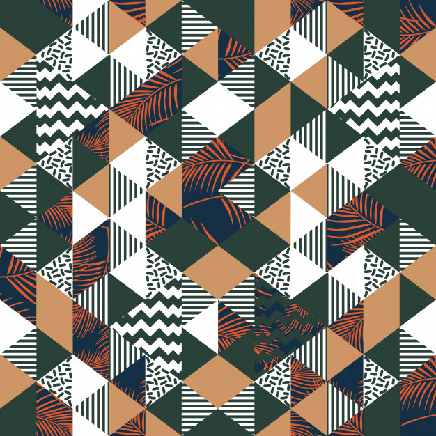 抽象三角形几何多边形孟菲斯风格无缝平铺花纹图案矢量图素材